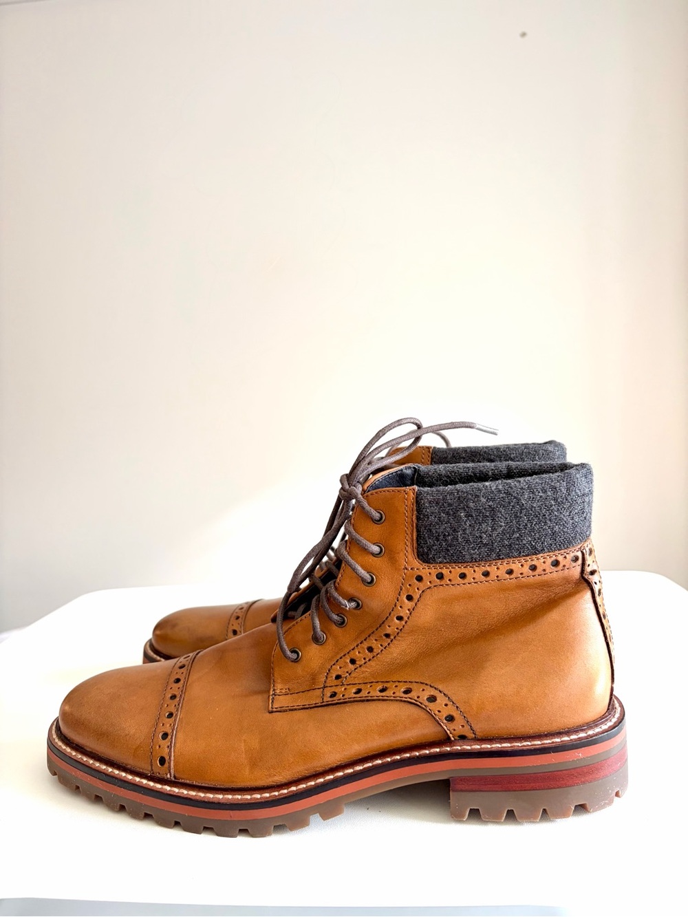 Johnston & Murphy J&M 1850 Karnes Cap Toe Brogue Boots 8M